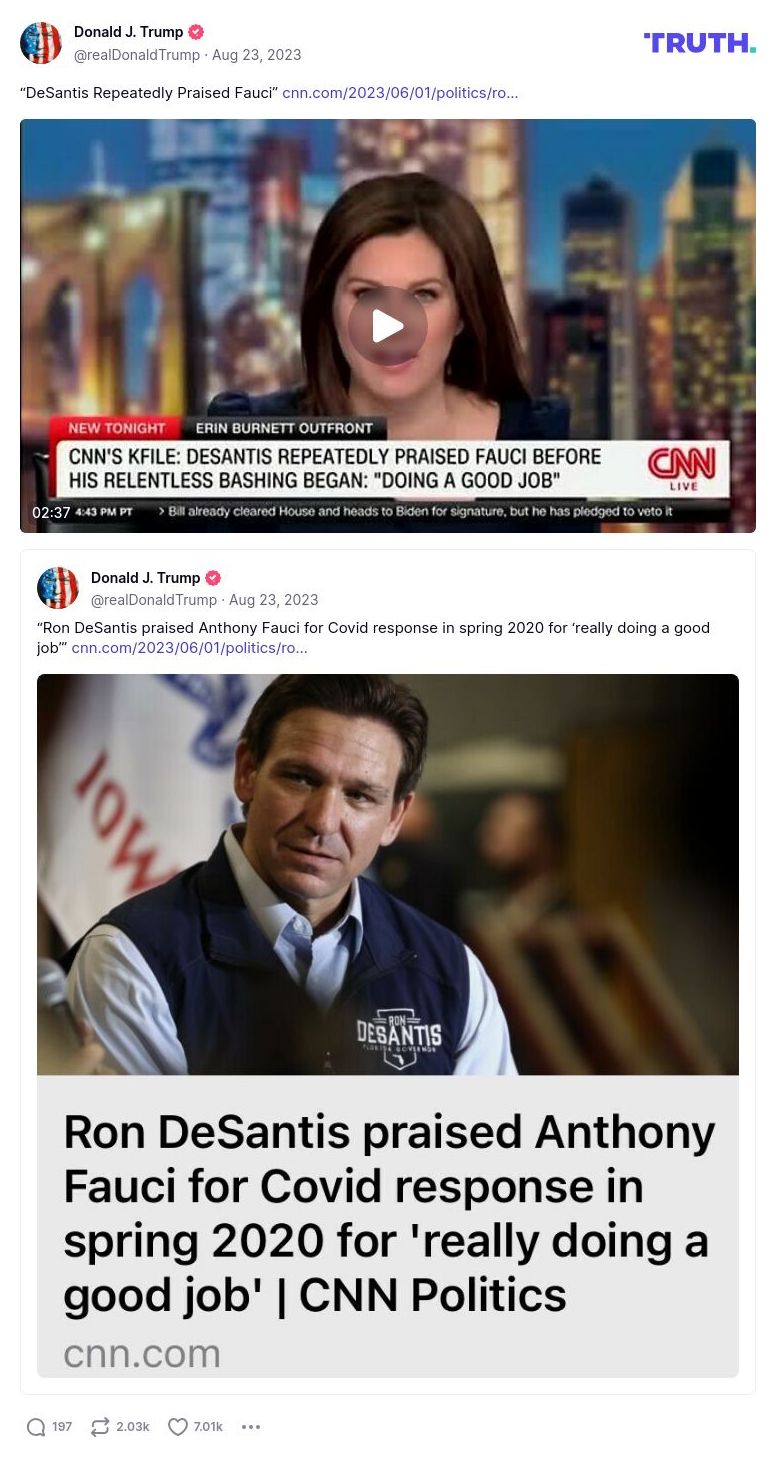 Post preview from Donald Trump