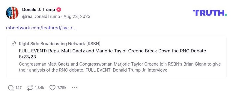 Post image from Donald Trump