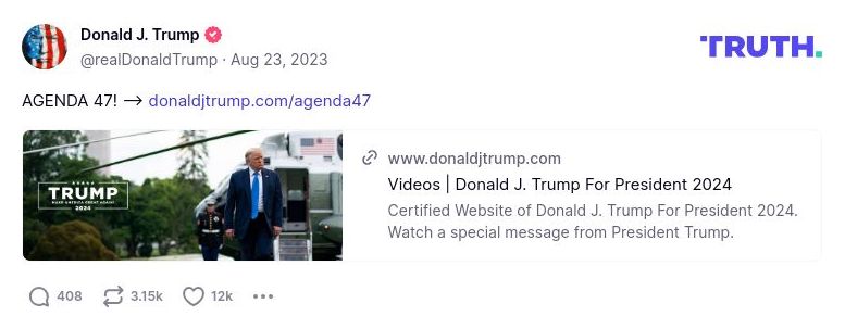 Post image from Donald Trump