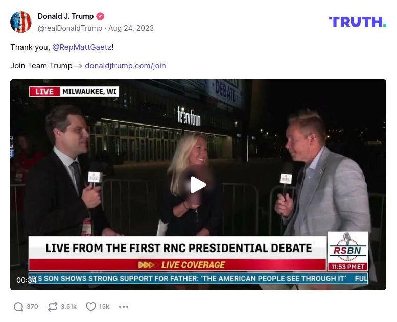 Post image from Donald Trump