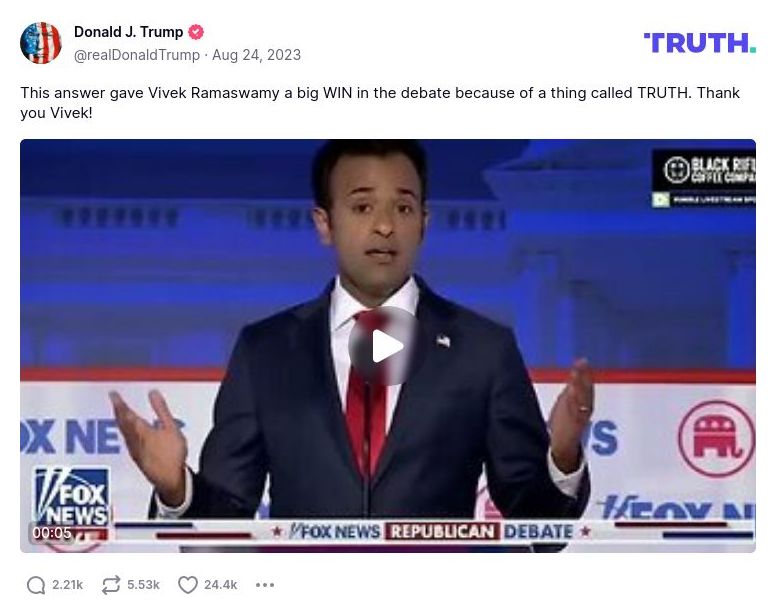 Post image from Donald Trump