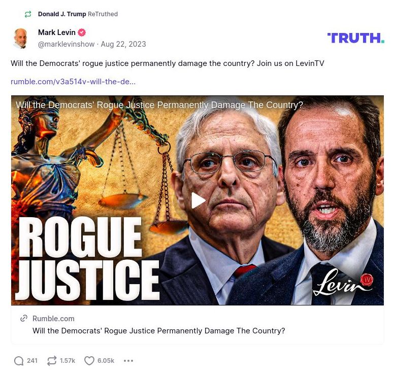 Post image from Donald Trump