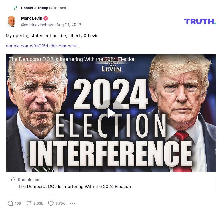 Post image from Donald Trump