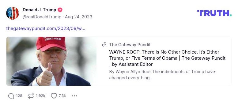 Post image from Donald Trump