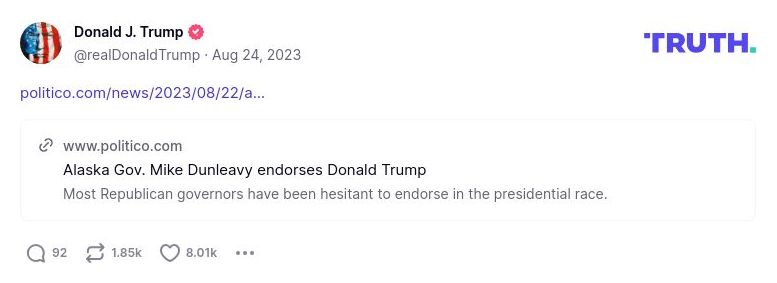 Post image from Donald Trump