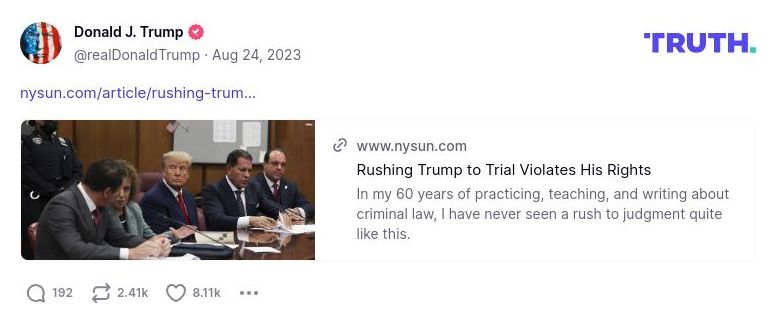 Post image from Donald Trump