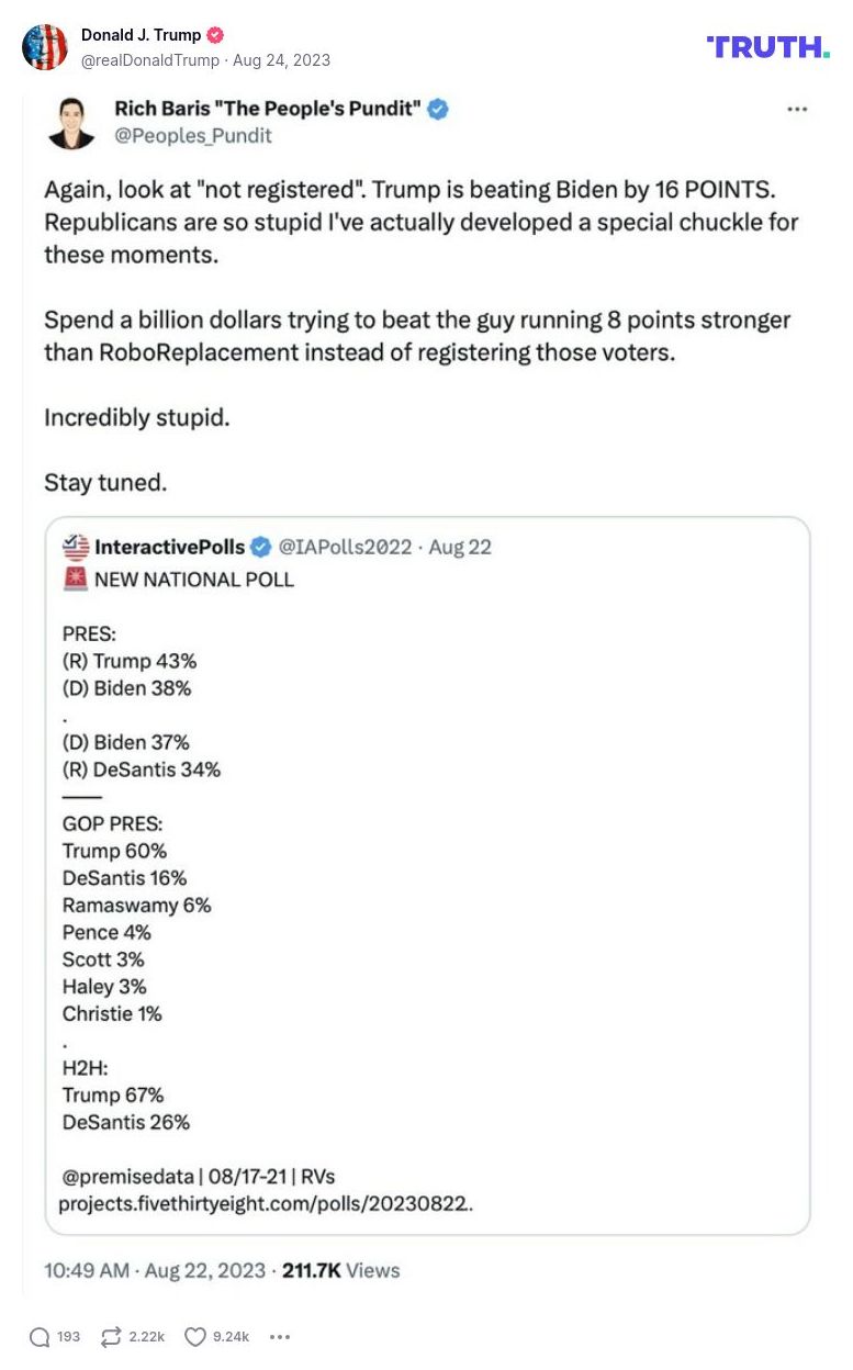 Post image from Donald Trump