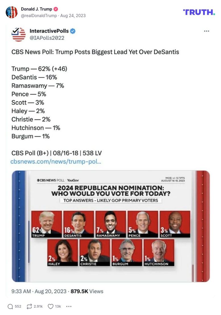 Post image from Donald Trump