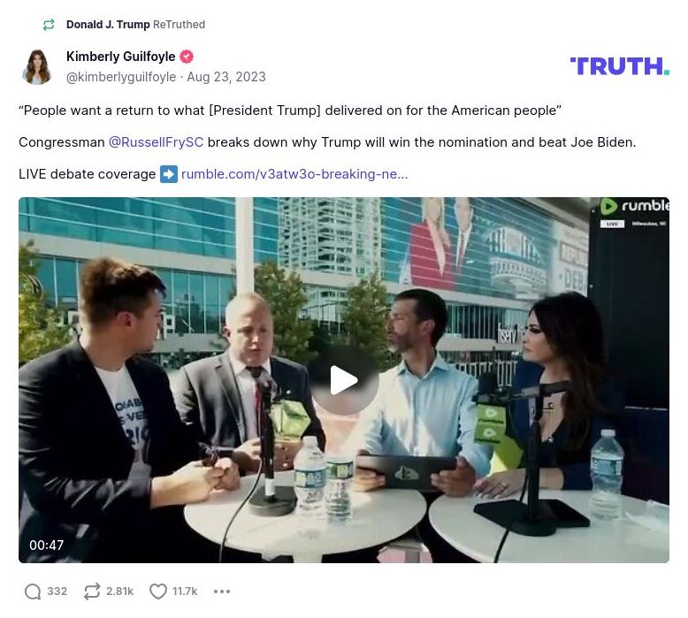 Post image from Donald Trump