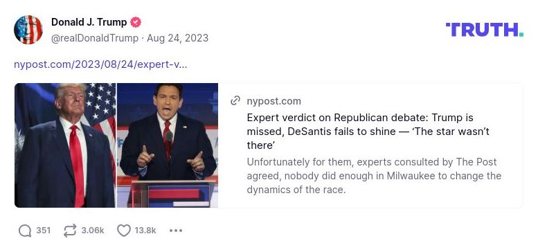 Post image from Donald Trump