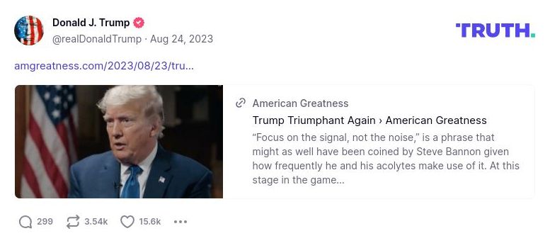 Post image from Donald Trump