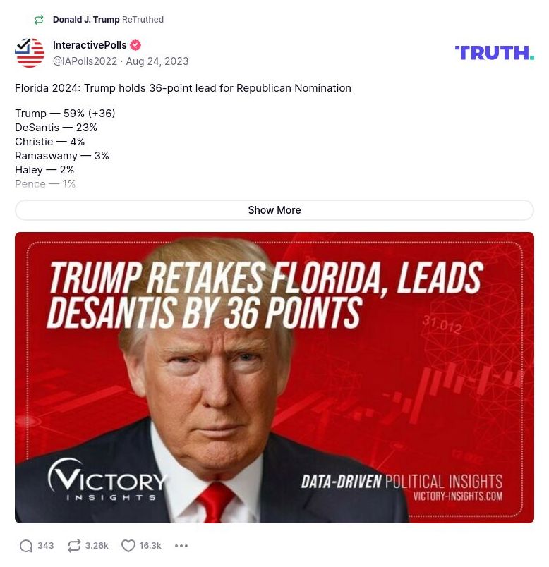 Post image from Donald Trump