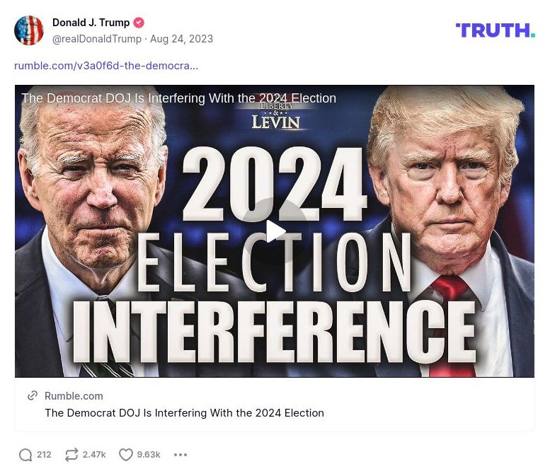 Post image from Donald Trump