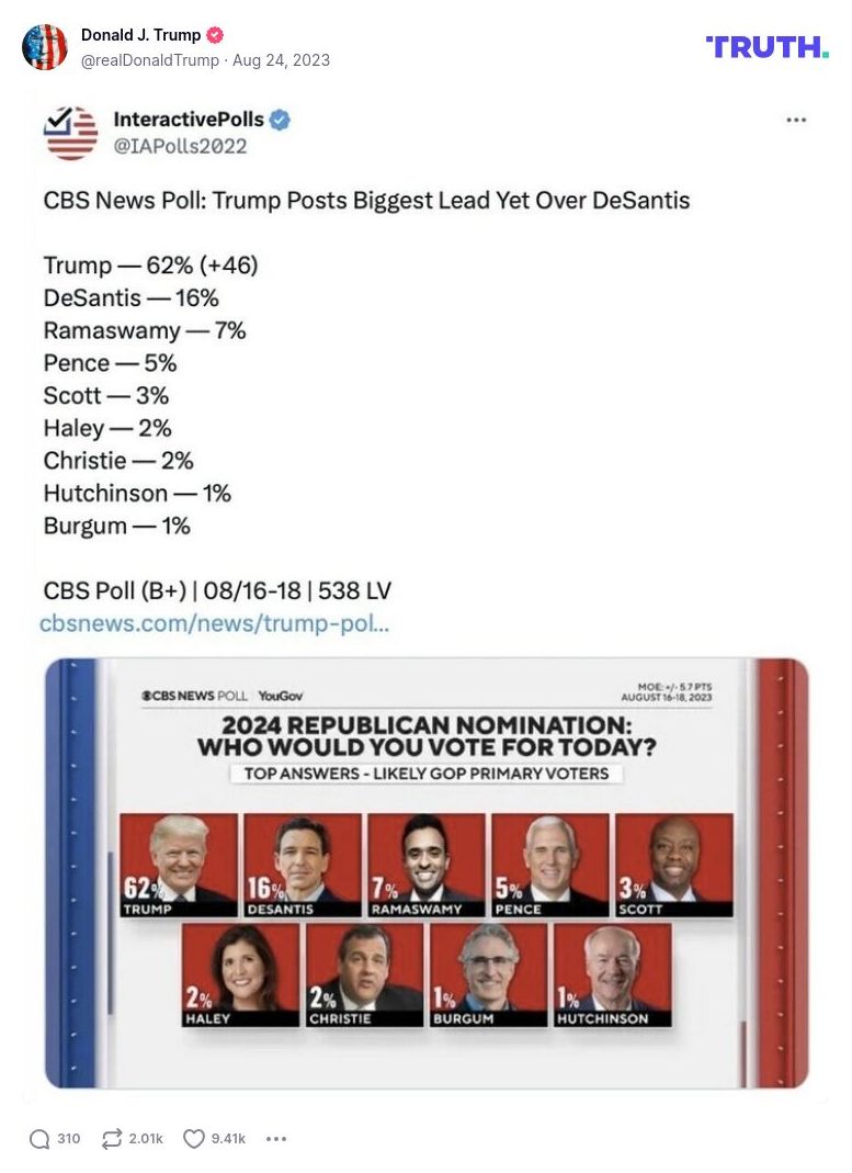 Post image from Donald Trump