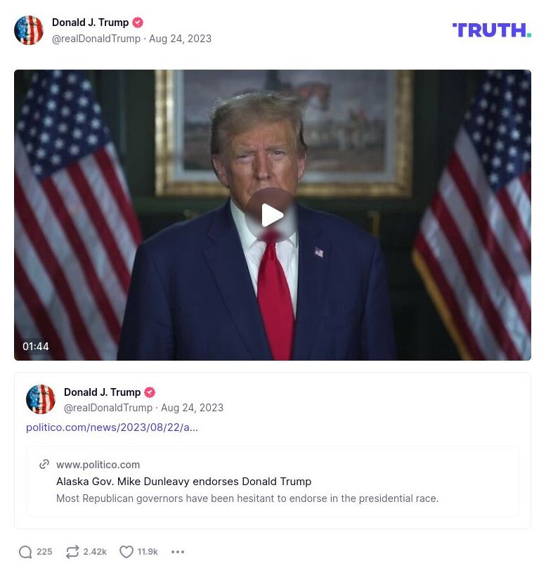 Post image from Donald Trump