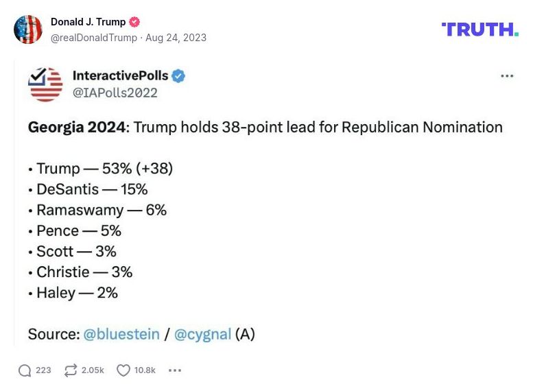 Post image from Donald Trump