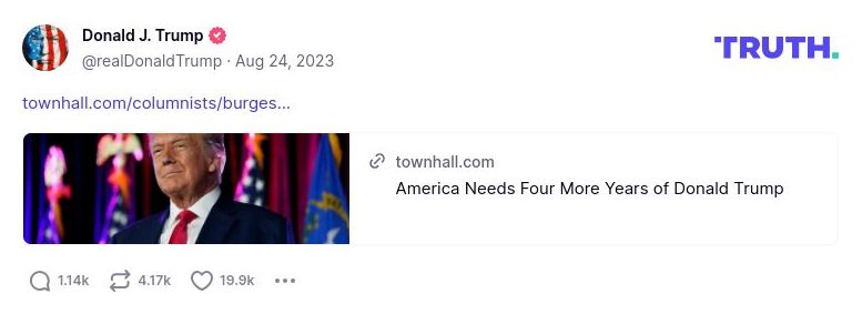 Post image from Donald Trump