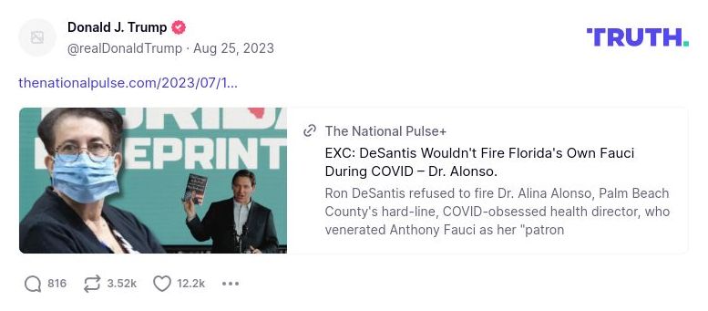 Post image from Donald Trump