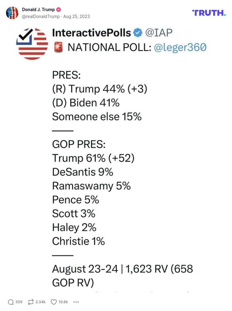 Post image from Donald Trump