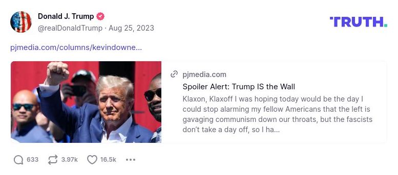 Post image from Donald Trump