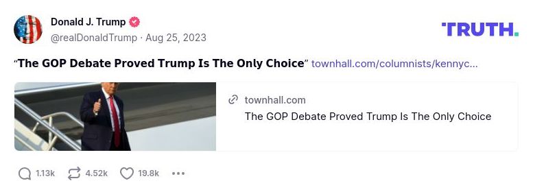 Post image from Donald Trump