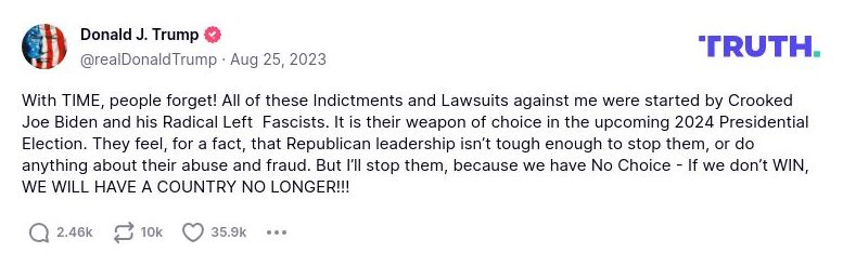 Post image from Donald Trump