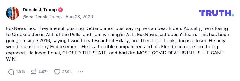 Post image from Donald Trump