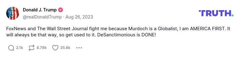 Post image from Donald Trump