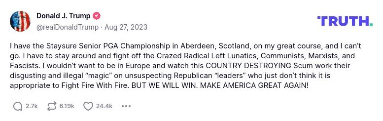 Post image from Donald Trump