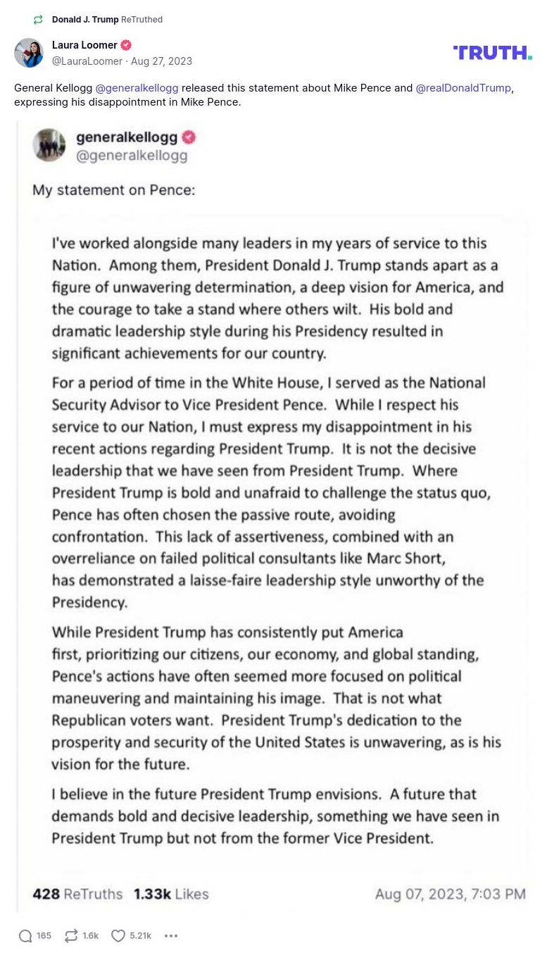 Post image from Donald Trump