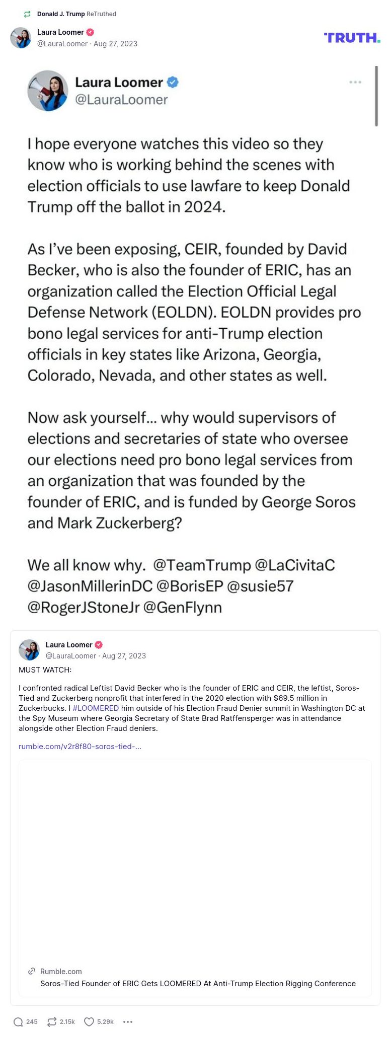 Post image from Donald Trump