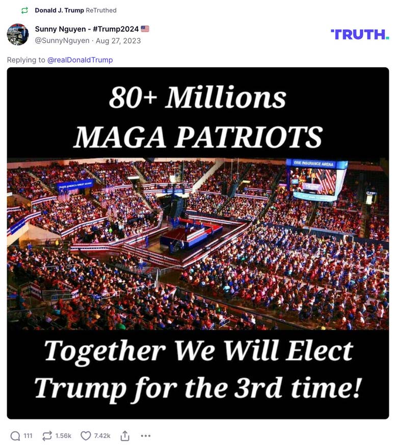 Post image from Donald Trump