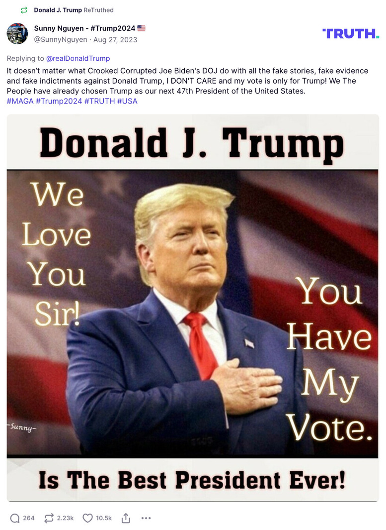 Post image from Donald Trump