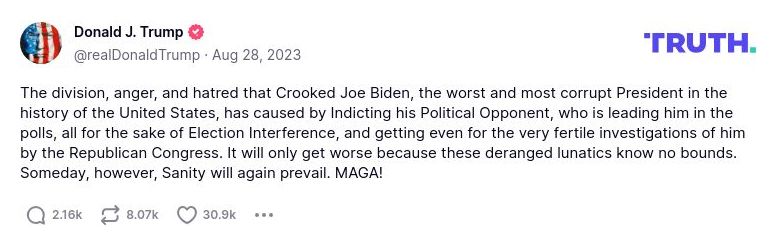 Post image from Donald Trump