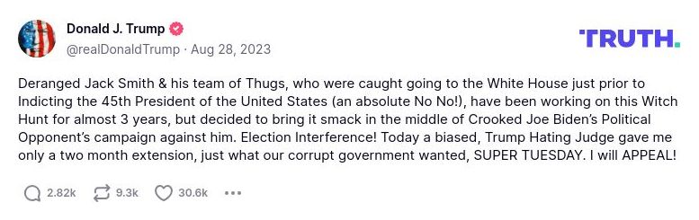 Post preview from Donald Trump