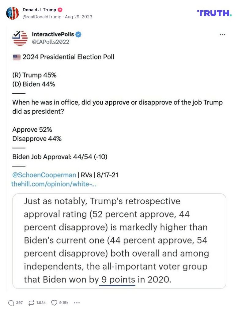 Post image from Donald Trump