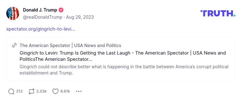 Post image from Donald Trump