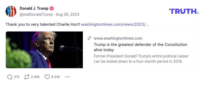 Post image from Donald Trump