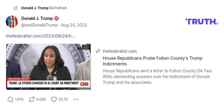 Post image from Donald Trump