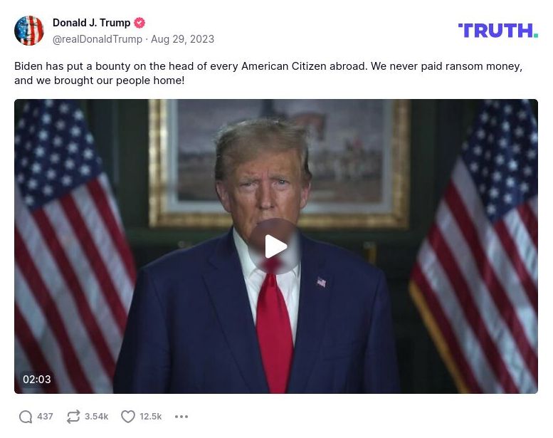 Post image from Donald Trump