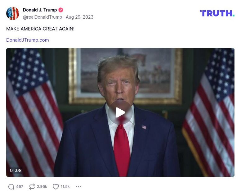 Post image from Donald Trump