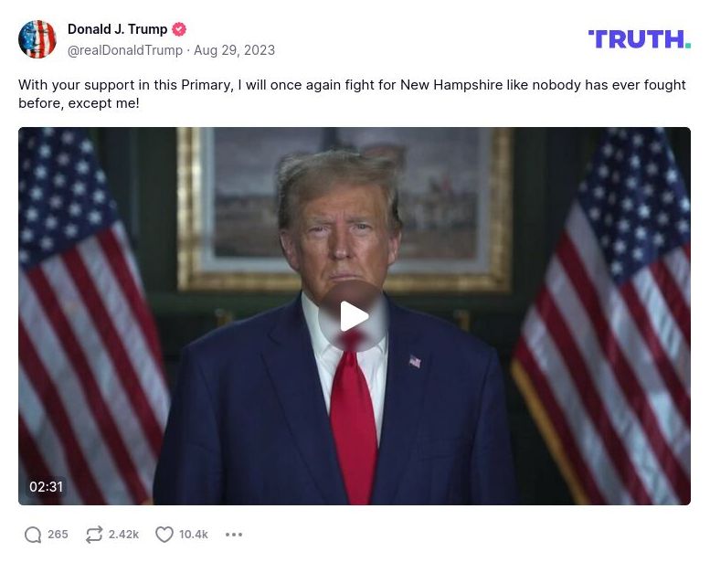 Post image from Donald Trump