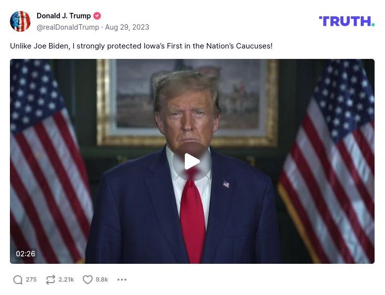 Post image from Donald Trump