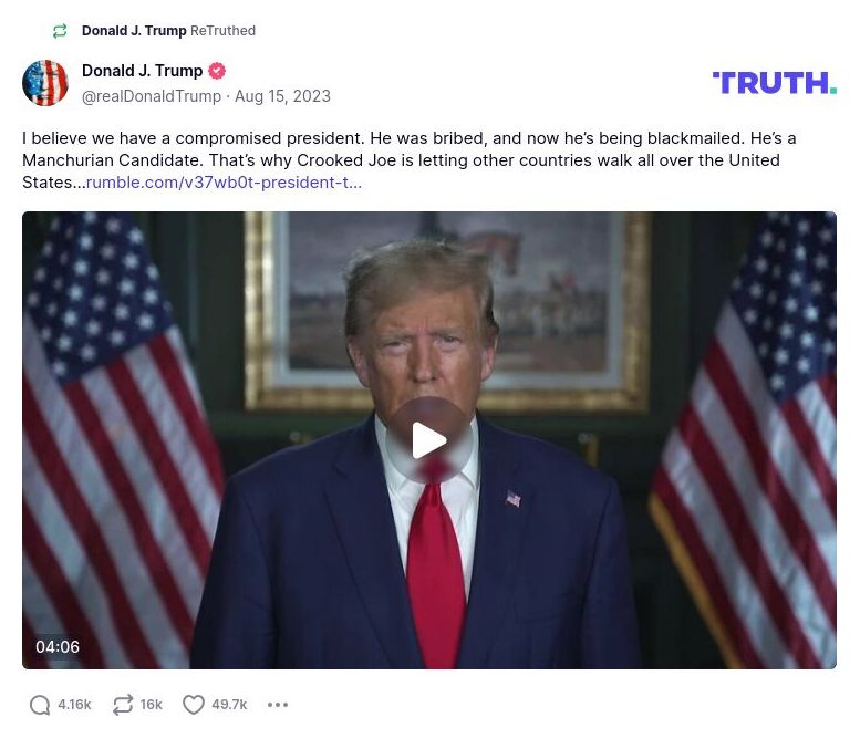 Post image from Donald Trump