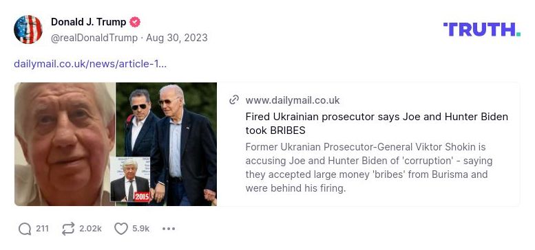 Post image from Donald Trump