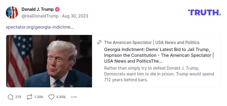 Post image from Donald Trump