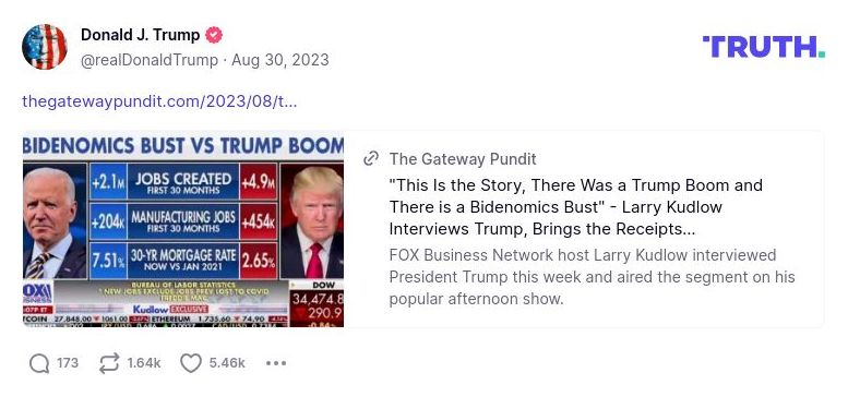 Post image from Donald Trump