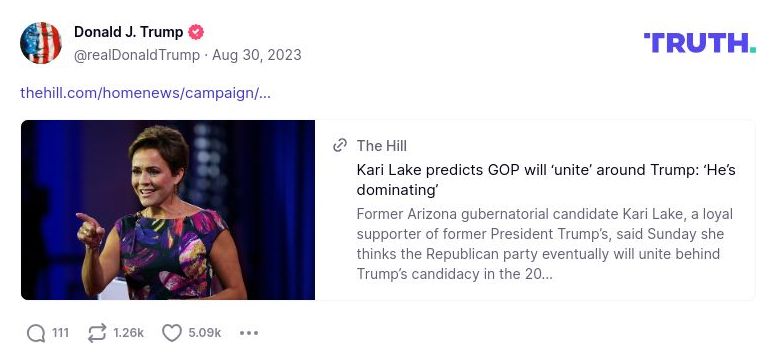 Post image from Donald Trump