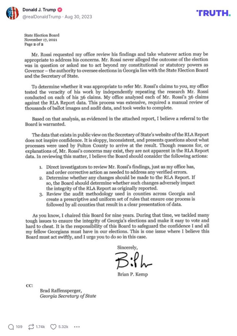 Post image from Donald Trump