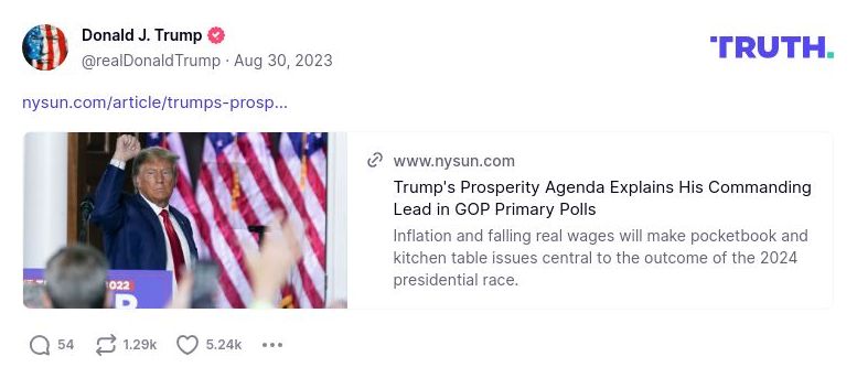 Post image from Donald Trump